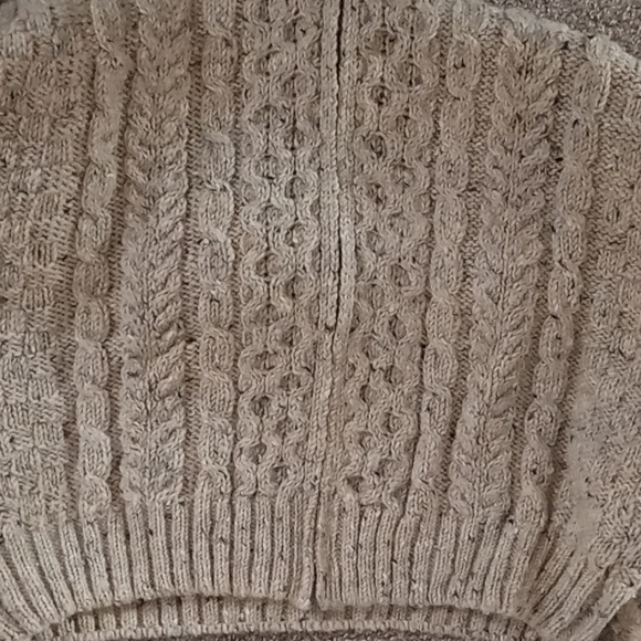 LL Bean Irish Wool Chunky Cable Knit Zip Front Sweater - Picture 8 of 8